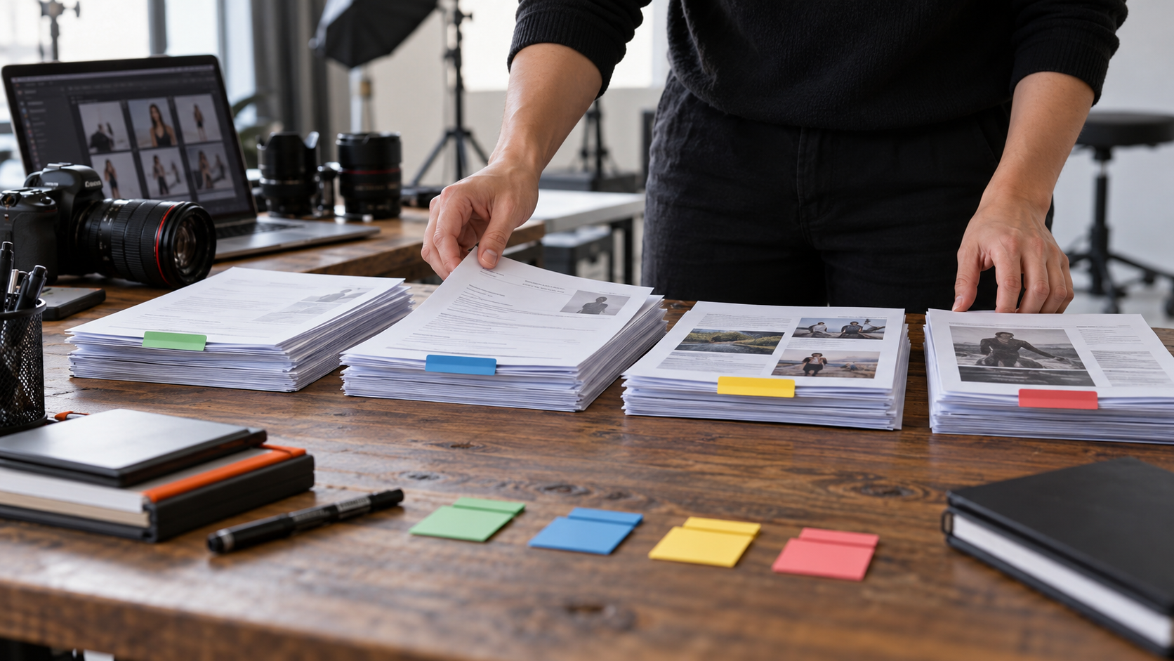 Hands reviewing duplicate release scans and unnecessary identity details