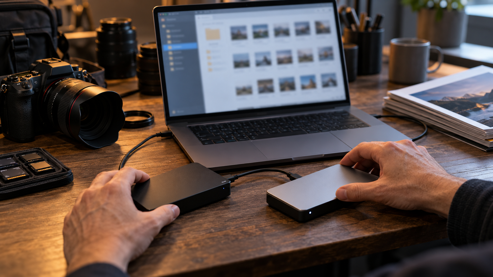 Photographer testing restoration from separately stored drives