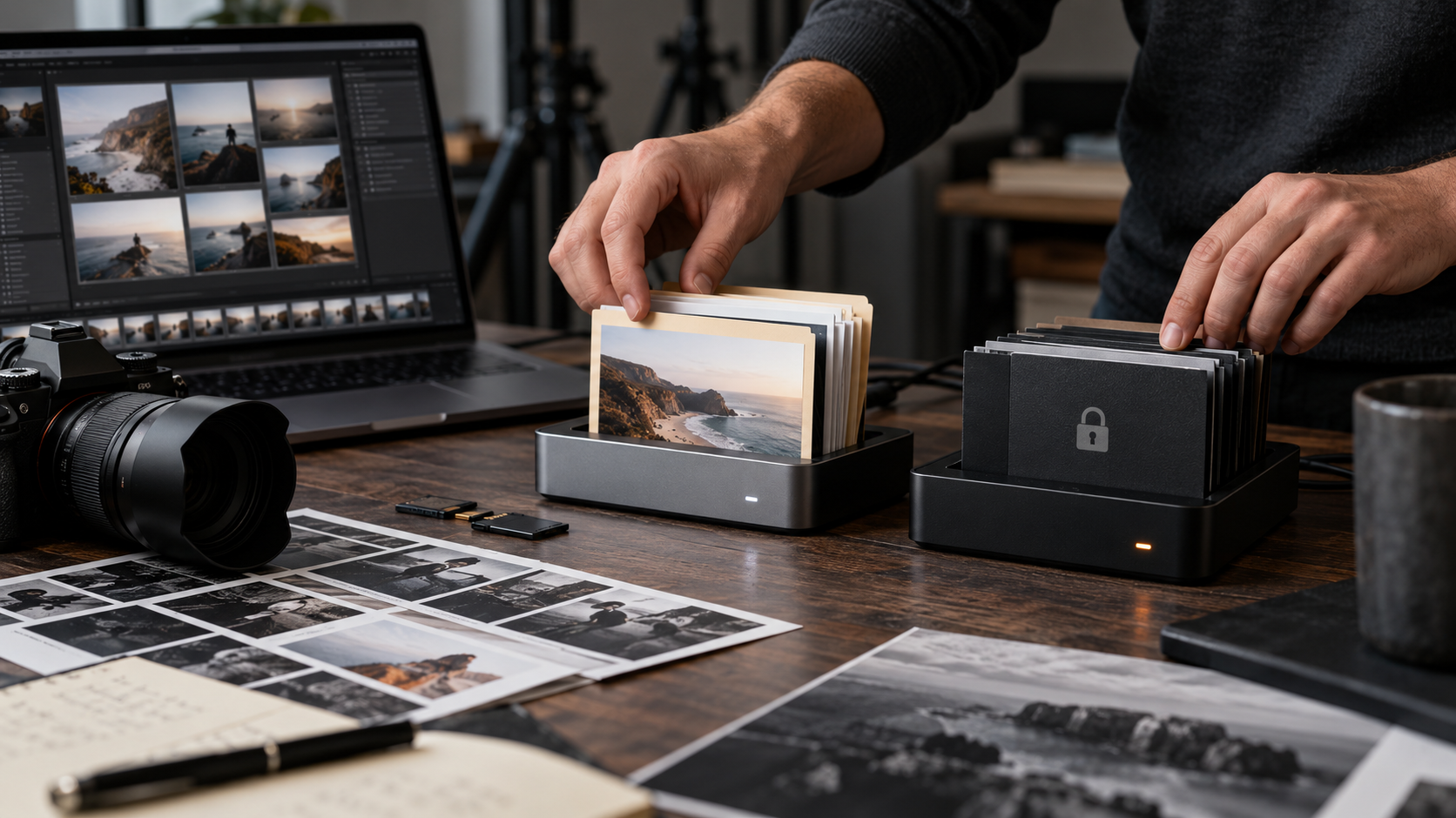 Photographer separating working release files from an encrypted archive